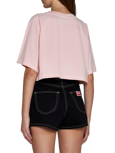 Shop Kenzo Logo Printed Cropped T-shirt In Rose Clair