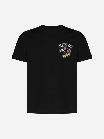 Shop Kenzo Tiger Varsity Cotton T-shirt In J Noir