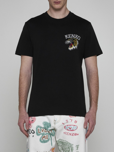 Shop Kenzo Tiger Varsity Cotton T-shirt In J Noir