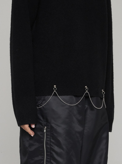 Shop Random Identities Chain-detail Wool-blend Sweater In Black