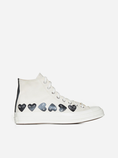 Shop Comme Des Garçons Play X Converse Canvas High-top Sneakers In White