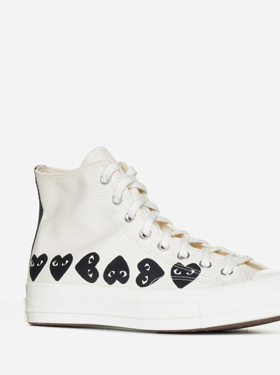Shop Comme Des Garçons Play X Converse Canvas High-top Sneakers In White