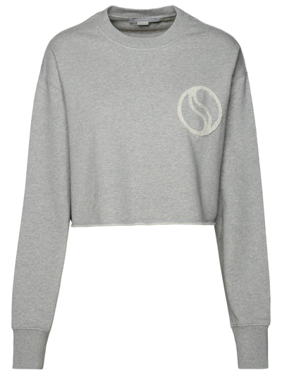 Shop Stella Mccartney Logo Patch Cropped Sweatshirt In Light Grey