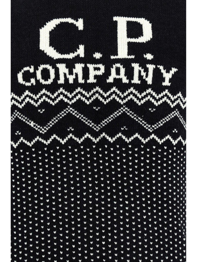 Shop C.p. Company Chenille Jacquard Knitted Jumper In Black