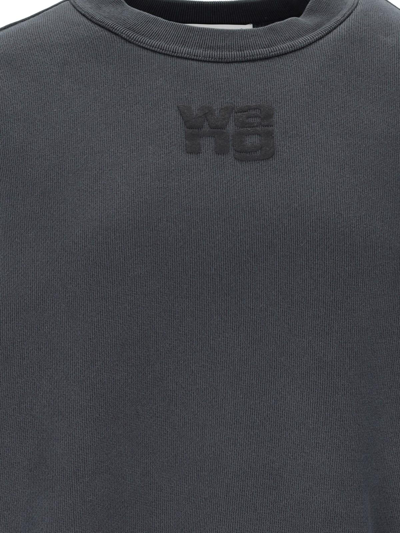 Shop Alexander Wang Logo Crew Neck Sweatshirt In A Soft Obsidian