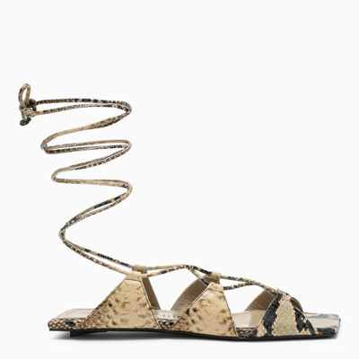 Shop Attico Low Sandal With Animal Motif In Sand/black