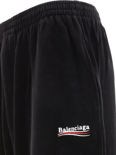 Shop Balenciaga Logo Embroidered Track Pants In Black/white
