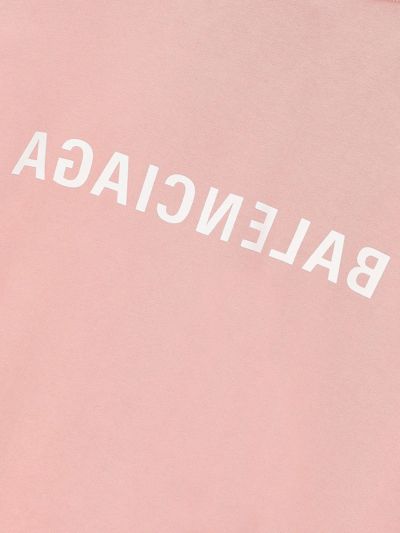 Shop Balenciaga Logo Printed Zip-up Hoodie In Light Pink