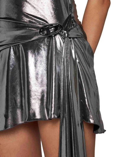 Shop Diesel D-blas Draped Panel Metallic Dress