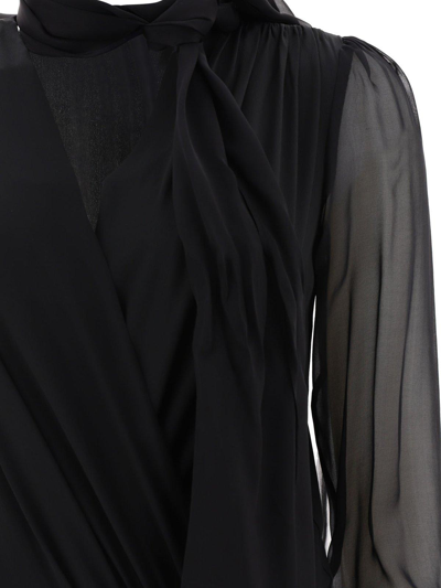 Shop Pinko Long-sleeved V-neck Bodysuit In Nero Limousine