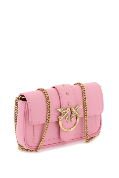 Shop Pinko Love Chain Linked Crossbody Bag In Rosa Marino
