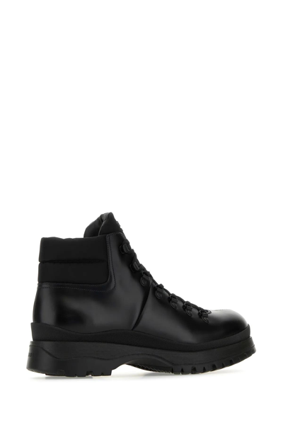 Shop Prada Black Re-nylon And Leather Brixxen Ankle Boots In Nero