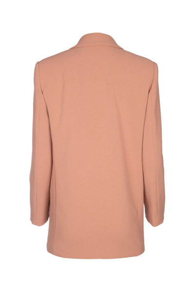 Shop Pinko Single-breasted Sleeved Blazer In Marrone Fard Rosiccio