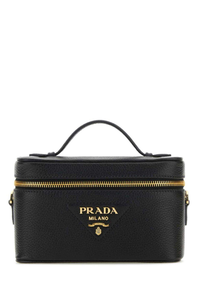 Shop Prada Vanity Zipped Mini Shoulder Bag In Nero 1