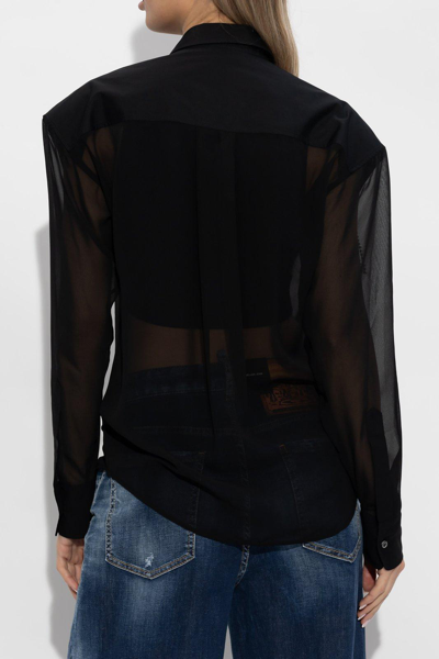 Shop Dsquared2 Fringed Long-sleeved Shirt In Black
