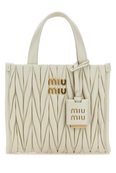 Shop Miu Miu Matelass Mall Tote Bag In Bianco