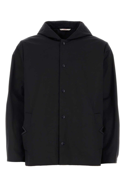 Shop Valentino Buttoned Long-sleeved Jacket In Navy