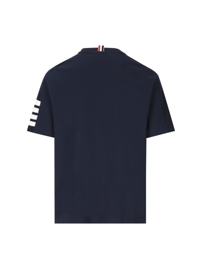 Shop Thom Browne 4 Bar Stripe Crewneck T-shirt In Navy
