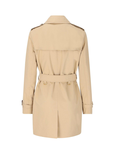 Shop Burberry Double Breasted Belted-waist Coat In Honey