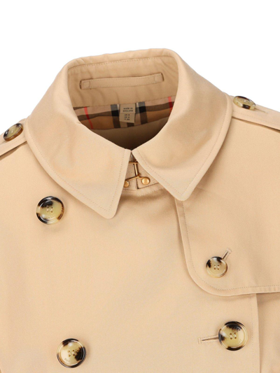 Shop Burberry Double Breasted Belted-waist Coat In Honey