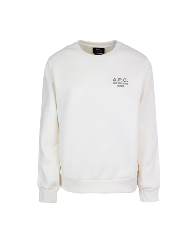Shop Apc Logo Embroidered Crewneck Sweatshirt In Ivory