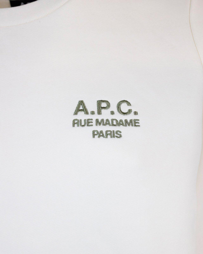 Shop Apc Logo Embroidered Crewneck Sweatshirt In Ivory