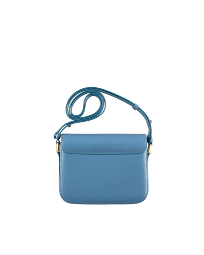 Apc Grace Small Light Blue Shoulder Bag With Flap And Adjustable Shoulder Strap In Leather Woman In Navy