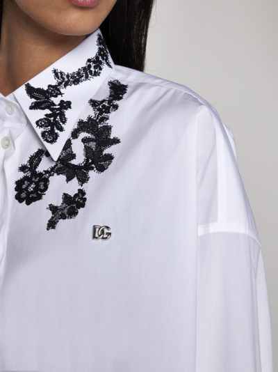 Shop Dolce & Gabbana Lace-detail Cotton Shirt In Bianco