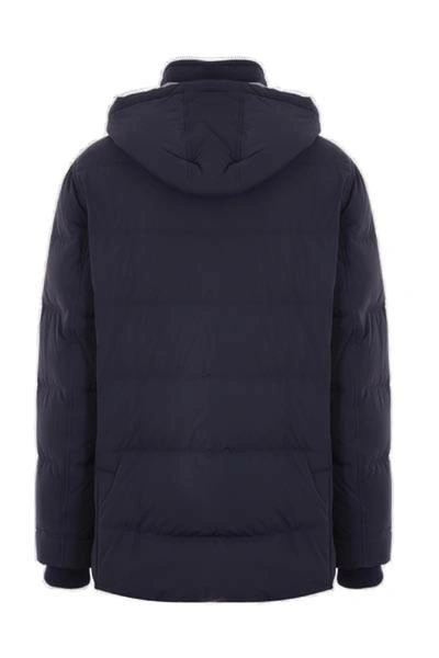 Shop Brunello Cucinelli High-neck Hooded Jacket In Blu