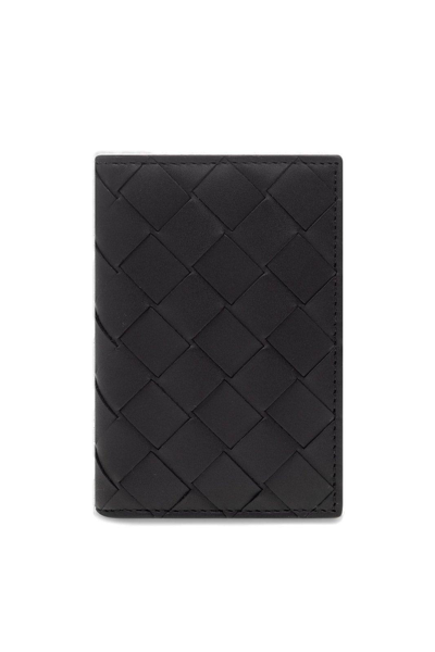 Bottega Veneta Intrecciato Medium Bi-fold Wallet With L-zip In Black