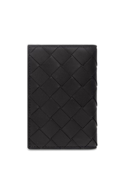 Bottega Veneta Intrecciato Medium Bi-fold Wallet With L-zip In Black