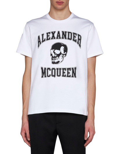 Shop Alexander Mcqueen Graphic Printed Crewneck T-shirt In White