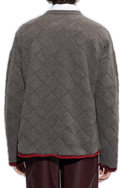 Shop Bottega Veneta Crewneck Sleeved Sweater In Grey