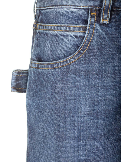 Shop Bottega Veneta Logo Patch Straight Leg Jeans In Denim Blue