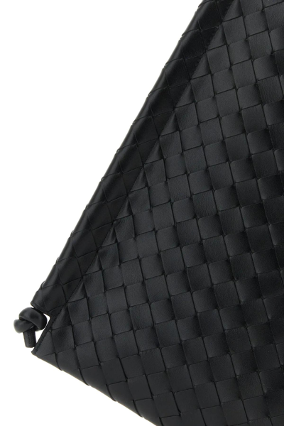 Shop Bottega Veneta Black Leather Flat Loops Crossbody Bag