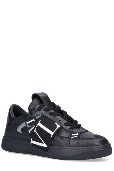Shop Valentino Vl7n Printed Lace-up Sneakers In Black