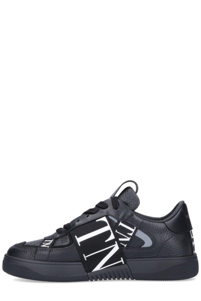 Shop Valentino Vl7n Printed Lace-up Sneakers In Black