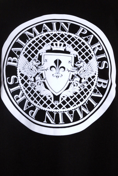 Shop Balmain Logo Printed Crewneck T-shirt In Black
