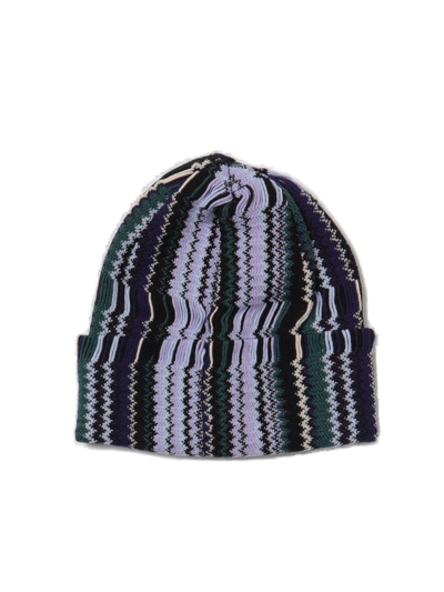 Shop Missoni Zigzag Ribbed Beanie  In Multicolor