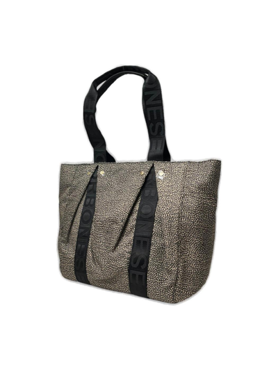 Shop Borbonese Cloudette Medium Shopper Bag  In Black