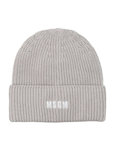 Shop Msgm Logo Embroidered Knitted Beanie