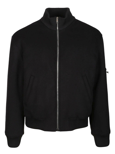 Shop Msgm High-neck Zipped Jacket In Black