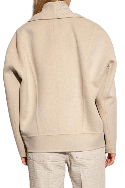 Shop Fendi Oversize Short Coat In Grey