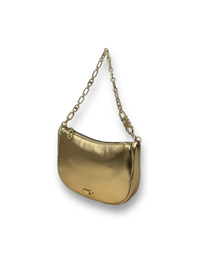Shop Michael Kors Kendall Small Metallic Shoulder Bag  In Gold