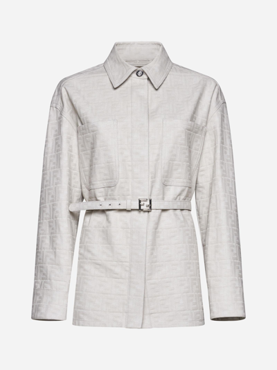Shop Fendi Ff Jacquard Jacket In Grey