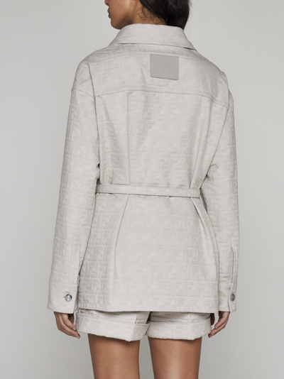 Shop Fendi Ff Jacquard Jacket In Grey