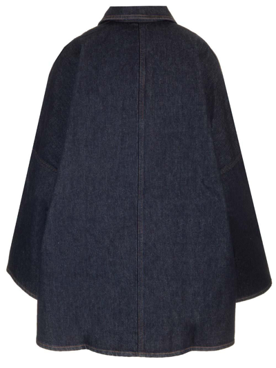 Shop Totême Long Sleeved Buttoned Denim Jacket In Raw Blue 062