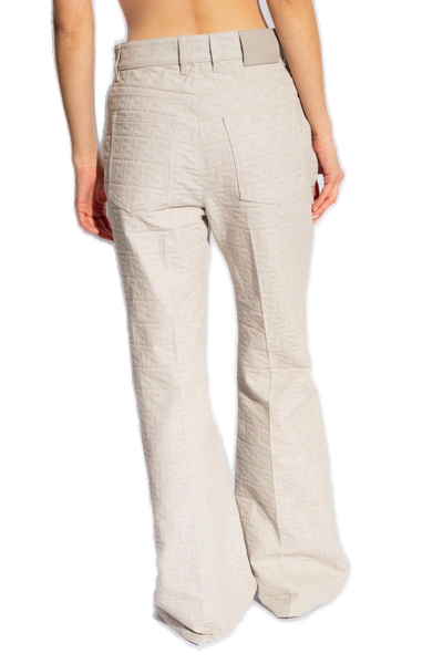 Shop Fendi Al--over Monogrammed Flared Trousers In Grey
