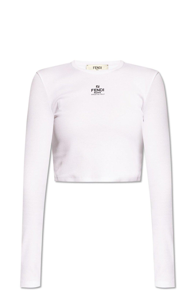 Shop Fendi Logo Embroidered Top In White