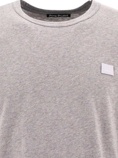 Shop Acne Studios Logo Patch Crewneck T-shirt In X92 Light Grey Melange